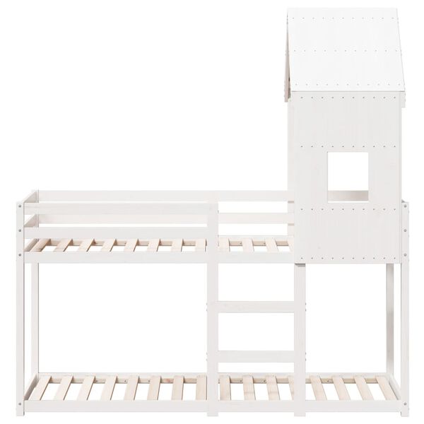 vidaXL Letto a Castello con Tetto Bianco 80x200 cm Legno Massello Pino
