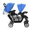 vidaXL Passeggino Gemellare a Tandem in Acciaio Blu e Nero