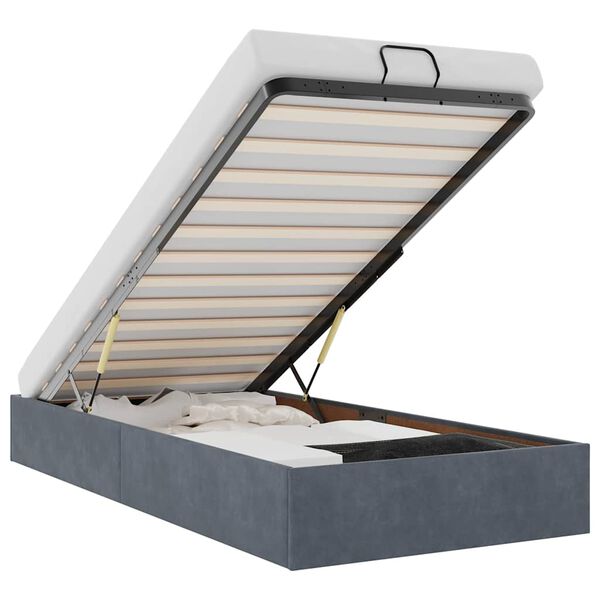 vidaXL Giroletto senza Materasso Grigio Scuro 90x190 cm Velluto