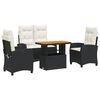 vidaXL Set da Pranzo da Giardino 4 pz con Cuscini Nero in Polyrattan