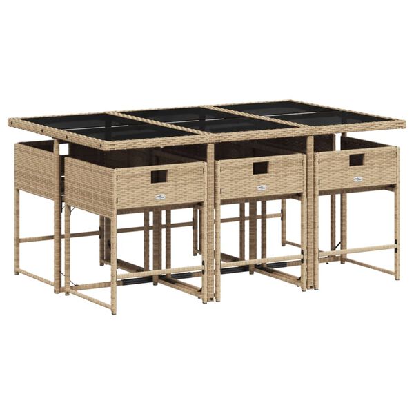 vidaXL Set da Pranzo da Giardino 7 pz con Cuscini Beige in Polyrattan