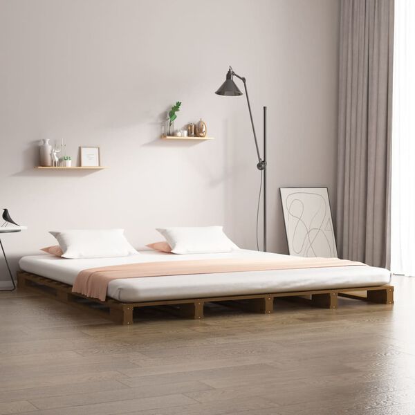 vidaXL Letto a Pallet senza Materasso Ambra 120x200cm Legno Massello