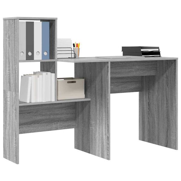 vidaXL Scrivania Grigio Sonoma 131,5 x 50 x 106,5 cm Legno multistrato