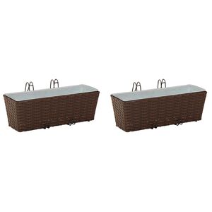 vidaXL Ringhiera 2 pz Marrone 50 x 17 x 17 cm Metallo