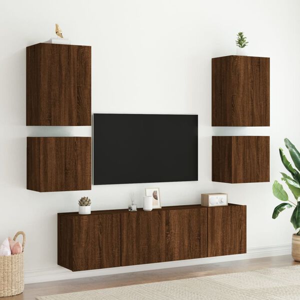 vidaXL Mobili TV Muro 2pz Rovere Marrone 40,5x30x40 Legno Multistrato
