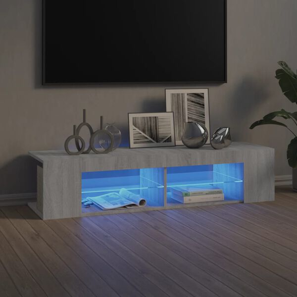 vidaXL Mobile Porta TV con Luci LED Grigio Sonoma 135x39x30 cm