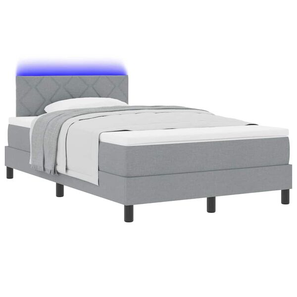 vidaXL Letto a molle con materasso Grigio chiaro 120 x 190 cm Tessuto