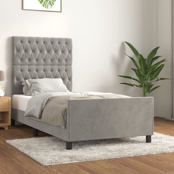 vidaXL Giroletto senza Materasso Grigio Chiaro 100x200 cm Velluto