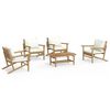 vidaXL Set Salotto da Giardino 5pz con Cuscini Bianco Crema in Bamb&ugrave;