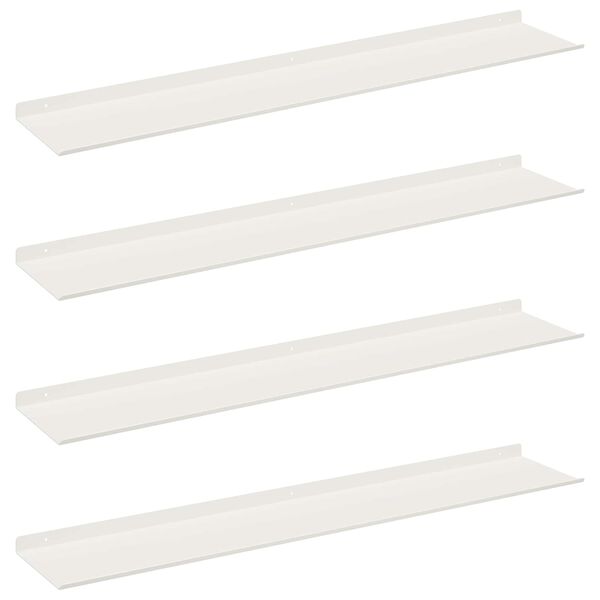 vidaXL Mensola sospesa 4 pcs Bianco 100 x 18 x 2,5 cm Acciaio
