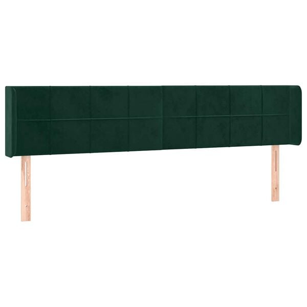 vidaXL Testiera ad Orecchio Verde Scuro 183x16x78/88 cm in Velluto