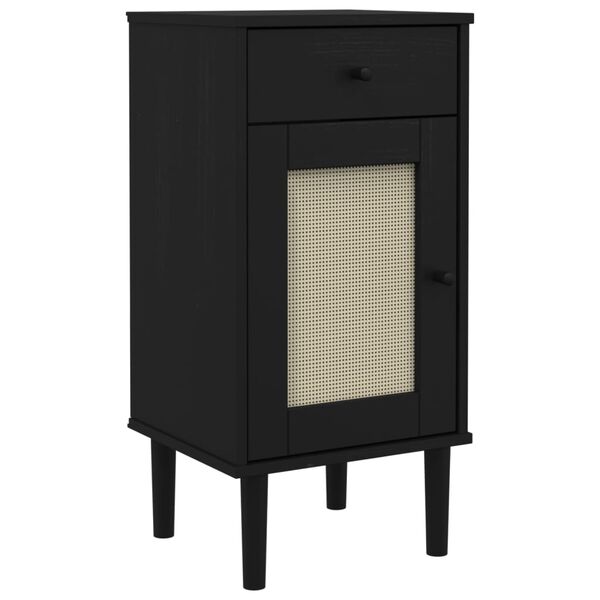vidaXL Credenza SENJA Aspetto Rattan Nero 40x35x80 cm Massello di Pino