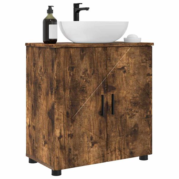 vidaXL Mobile da Bagno con archiviazione Rovere fum&eacute; 61 x 35 x 64 cm