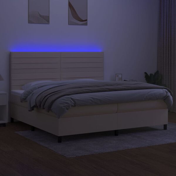 vidaXL Letto a Molle Materasso e LED bianco 200x200cm in Tessuto
