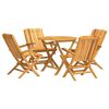 vidaXL Set da Pranzo per Giardino 5 pz in Legno Massello di Teak