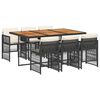 vidaXL Set da Pranzo da Giardino 7 pz Nero con Cuscini in Polyrattan