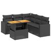 vidaXL Set Divano da Giardino 6 pz con Cuscini Nero in Polyrattan