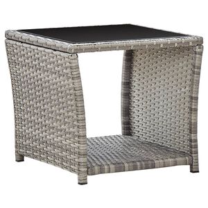 vidaXL Tavolino da Caff&egrave; Grigio 45x45x40 cm in Polyrattan e Vetro