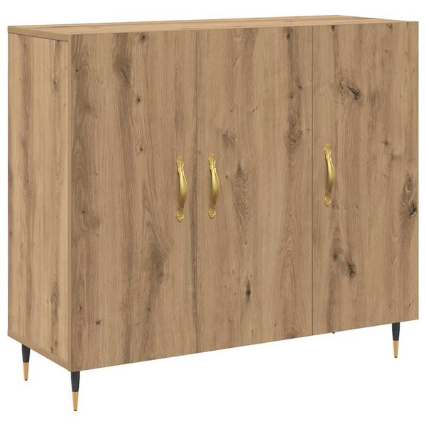 vidaXL Credenza Rovere artigianale 90 x 34 x 80 cm Legno multistrato