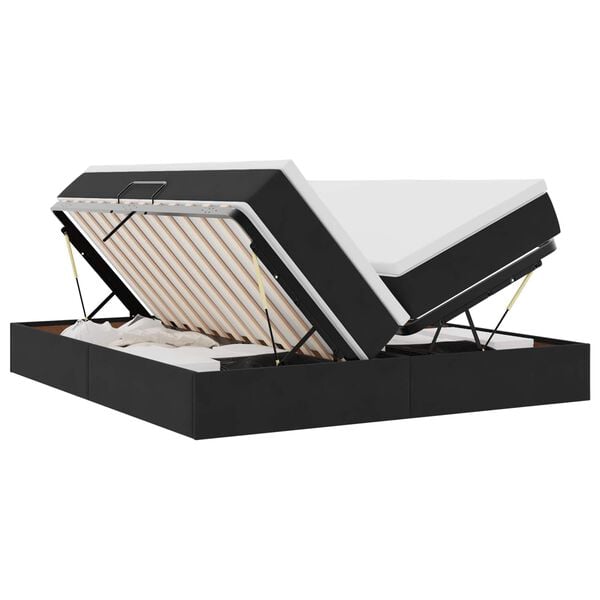 vidaXL Letto con contenitore e materasso Nero 200 x 200 cm Velluto