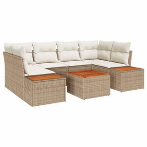 vidaXL Set Divano da Giardino 7 pcs Beige Poly Rattan
