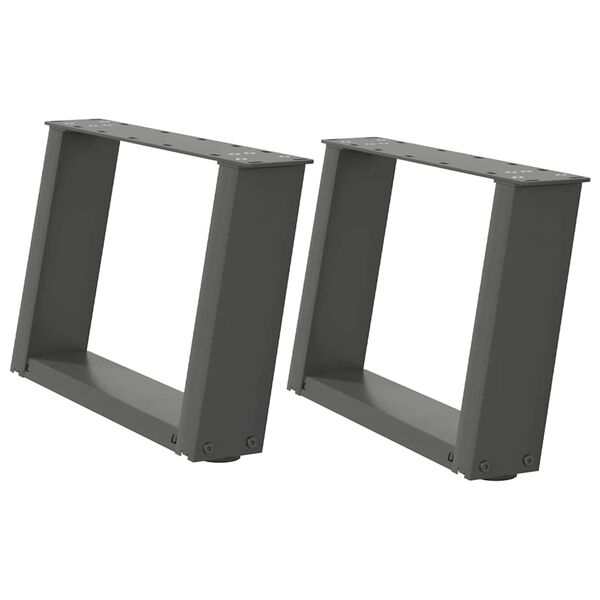 vidaXL Gambe per Tavolino da Caff&egrave; a Forma di U 2 pz Antracite 40x(30-31) cm Acciaio