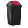 vidaXL Cestino dei Rifiuti con Coperchio Oscillante 60 L Nero e Rosso