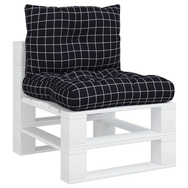 vidaXL Cuscini per Pallet 2 pz Motivo a Quadri Nero in Tessuto Oxford