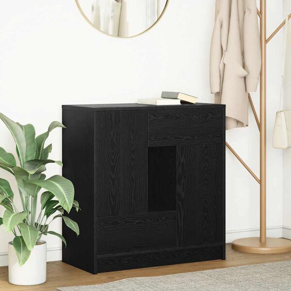 vidaXL Credenza con Cassetti e Ante Rovere Nero 70,5x34x74,5 cm