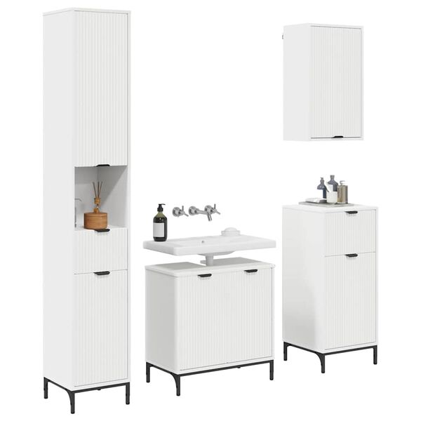 vidaXL Set di mobili per il bagno Bianco Legno ingegnerizzato, Metallo