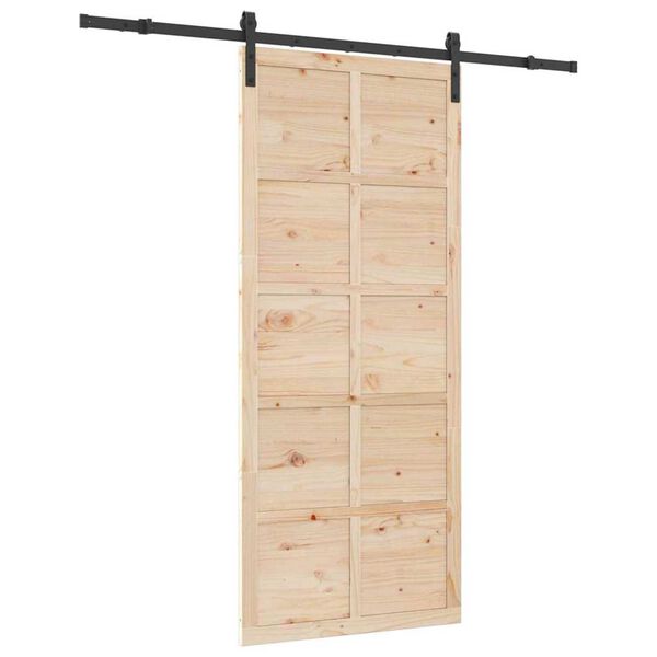 vidaXL Porta scorrevole Marrone 100 x 208 cm Pino massello