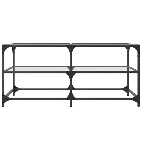 vidaXL Tavolini con Piano Vetro Trasparente 2 pz 98,5x50x45 cm Acciaio