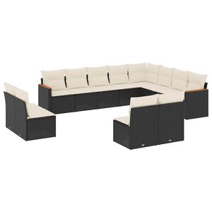 vidaXL Set Divani da Giardino 12 pz con Cuscini Nero in Polyrattan
