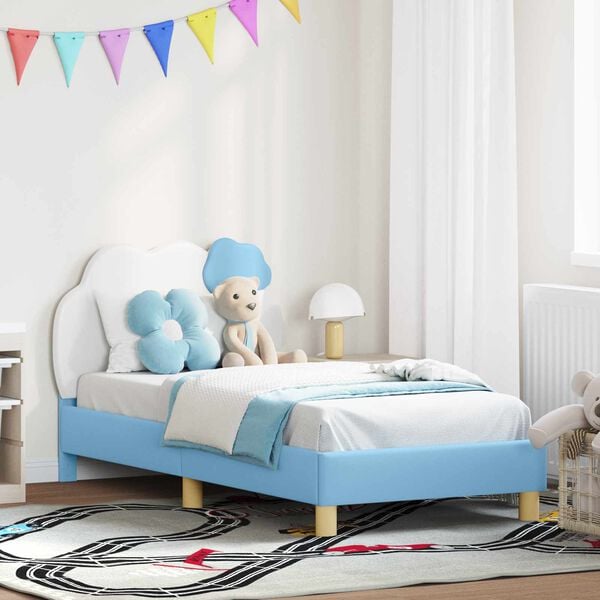 vidaXL Struttura letto bambini con testata Blu 80 x 160 cm PU