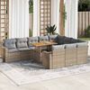 vidaXL Set Divani da Giardino 11 pz con Cuscini Beige in Polyrattan