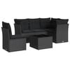 vidaXL Set Divano da Giardino 6 pz con Cuscini Nero in Polyrattan