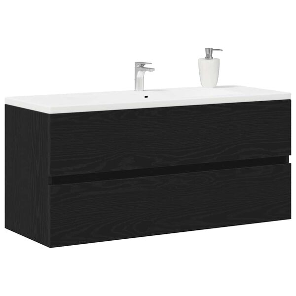 vidaXL Mobile Lavabo Rovere Nero 100x38,5x45 cm Legno Multistrato