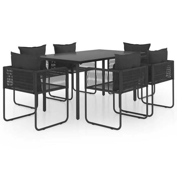 vidaXL Set da Pranzo da Giardino 7 pz in Rattan PVC Nero