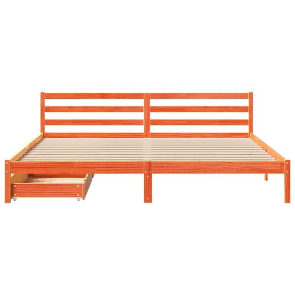 vidaXL Letto senza Materasso Marrone Cera 200x200 cm in Legno di Pino