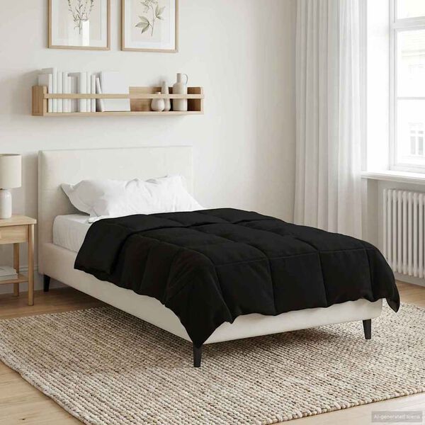 vidaXL Duvet Estivo Trapuntato Nero 135 x 220 cm Microfibra