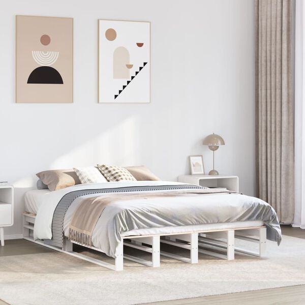vidaXL Letto senza Materasso Bianco 135x190 cm Legno Massello di Pino