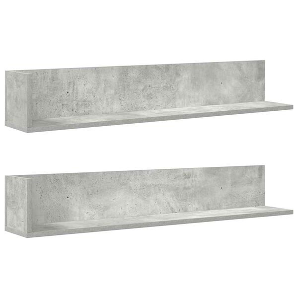 vidaXL Mensole a Muro 2pz Grigio Cemento 100x16,5x16,5cm in Truciolato