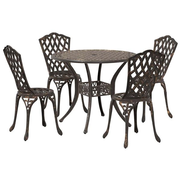 vidaXL Set da Pranzo per Giardino 5 pcs Bronzo 90 x 90 x 75 cm