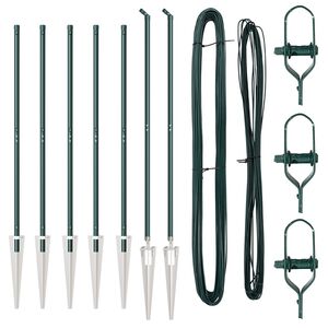 vidaXL Pali per Recinzione 7 pcs Verde Ø32mm 180 cm Acciaio zincato