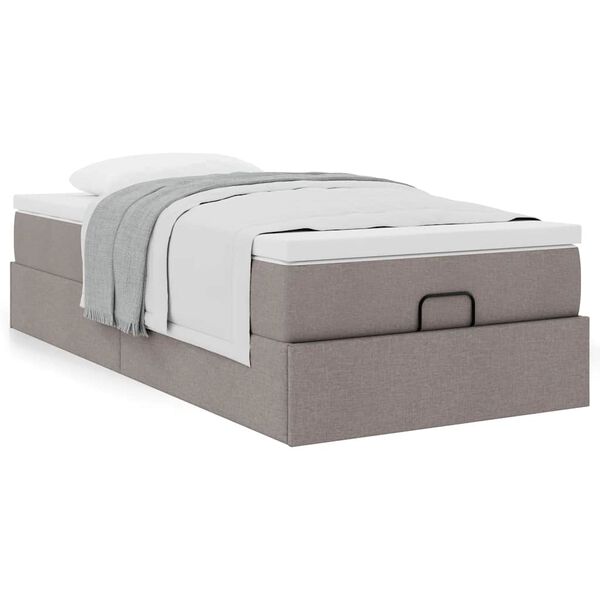 vidaXL Struttura Letto Pouf con Materasso Tortora 90x190 cm in Tessuto