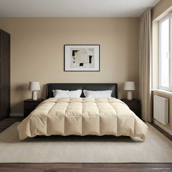 vidaXL Piumone Completo Annuale Crema 200 x 200 cm Microfibra