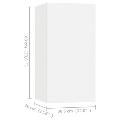 vidaXL Mobile Porta TV Bianco 30,5x30x60 cm in Legno Multistrato