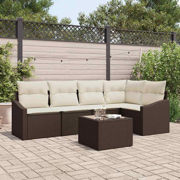 vidaXL Set di divani con cuscino 6 pcs Marrone polyrattan