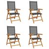 vidaXL Sedie Reclinabili Pieghevoli 4pz Nere Polyrattan&Legno Massello