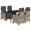 vidaXL Set da Pranzo da Giardino 5 pz con Cuscini in Polyrattan Grigio